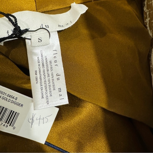 Fleur Du Mal Silk Blazer in gold digger NWT - Picture 4 of 4
